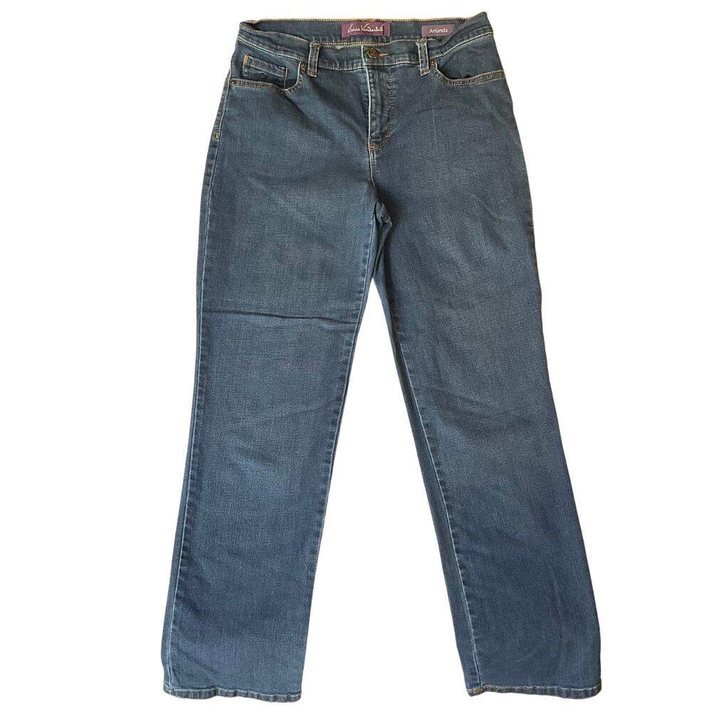 Gloria Vanderbilt Women Amanda Jeans size 8 Short Blue Straight Leg Mid Rise